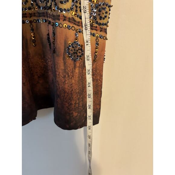 Silk Club Collection Skirt 14 Silk Safari Brown Yellow Midi - Picture 8 of 15